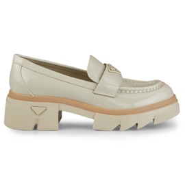 Lackierte beige modische Damen-Loafer