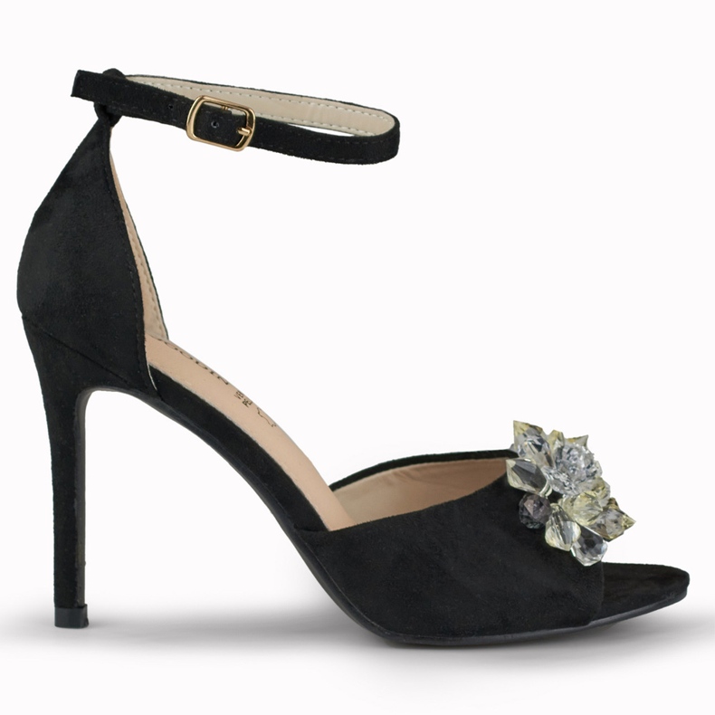 Sandaletten mit dekorativen Perlen schwarz