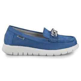 Marineblaue Damen-Loafer mit niedrigem Plateau
