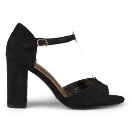 Elegante High-Heel-Sandalen mit Goldverzierung schwarz