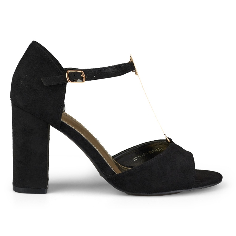Elegante High-Heel-Sandalen mit Goldverzierung schwarz