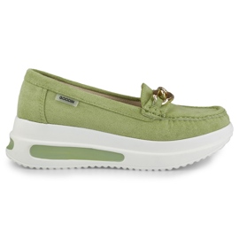 Hellgrüne Damen-Slipper auf der Plattform