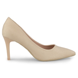 Beige klassische High Heels aus Wildleder