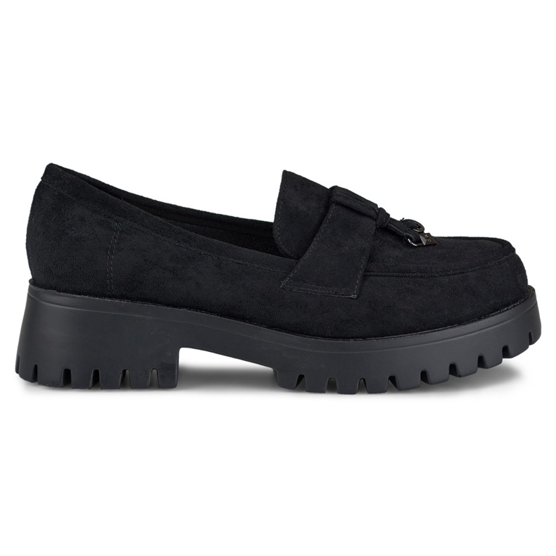 Klassische Damen-Loafer aus schwarzem Wildleder