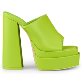 Limettenfarbene Pantoletten mit hohem Absatz von Evelyn grün