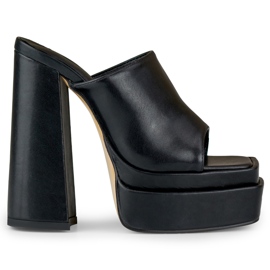 Evelyn schwarze Pantoletten mit hohem Absatz