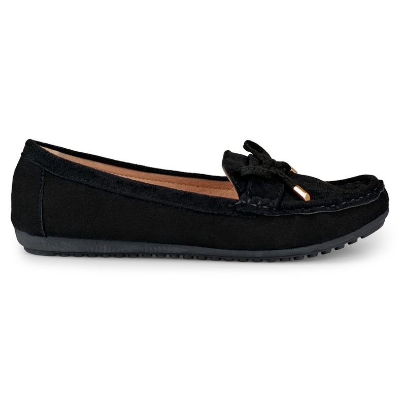 Schwarze, bequeme Slipper mit Schleife