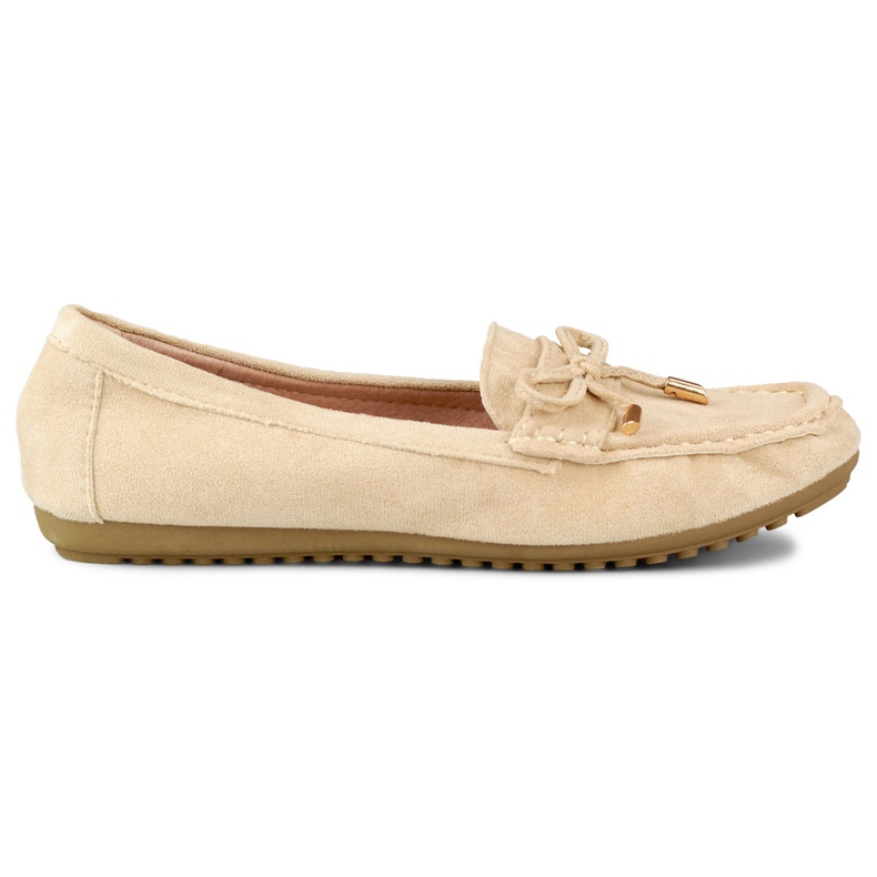 Beige bequeme Slipper mit Schleife