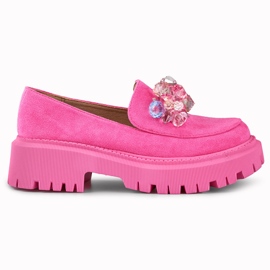 Rosa Slipper mit Perlen