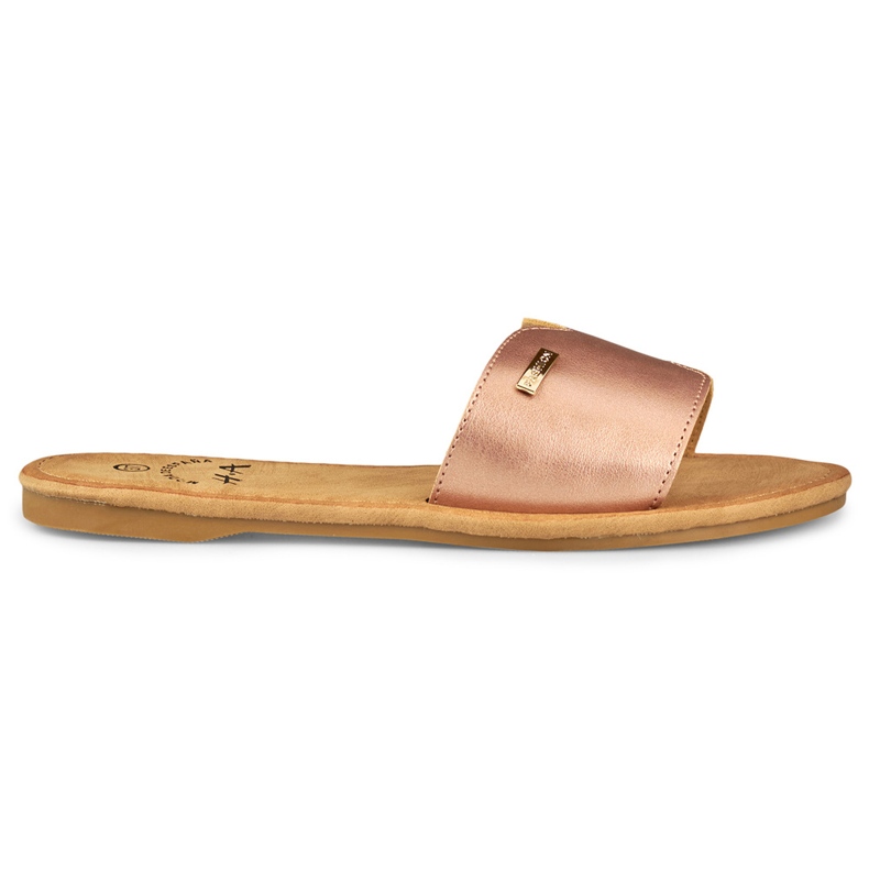 Klassische flache Hausschuhe für Damen von Denly golden