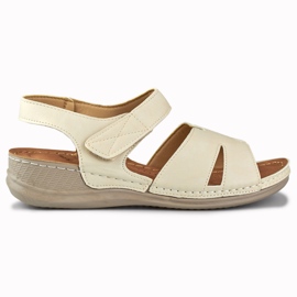 Bequeme beige Damensandalen