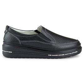 Durchbrochene Damenschuhe aus Naturleder schwarz