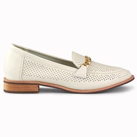 Durchbrochene Damenschuhe aus Naturleder beige