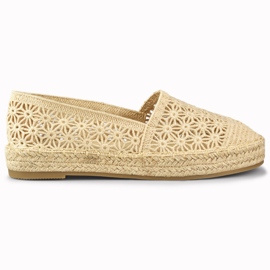 Damen-Espadrilles aus Spitze in Beige