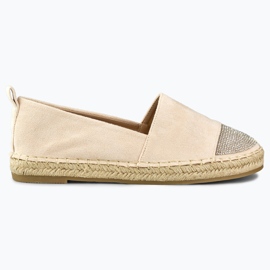 Beigefarbene Damen-Espadrilles mit Paillettenspitze