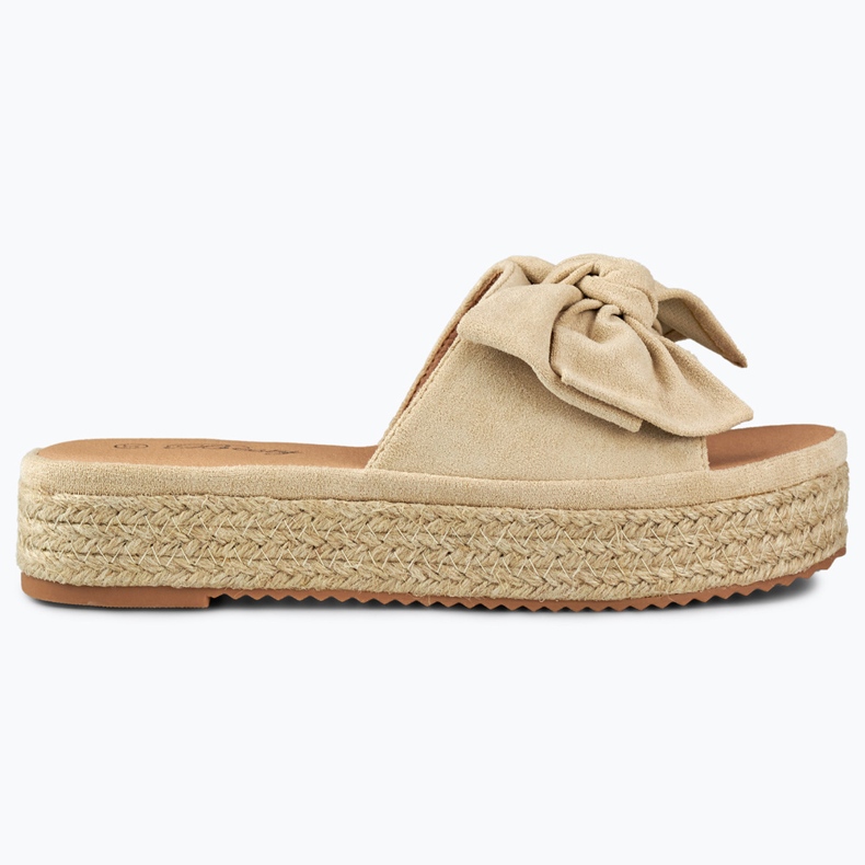 Beigefarbene Espadrilles mit Schleife