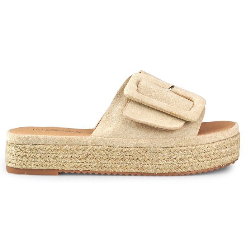 Beigefarbene Espadrilles für Damen aus Wildleder