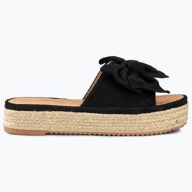 Schwarze Espadrilles mit Schleife