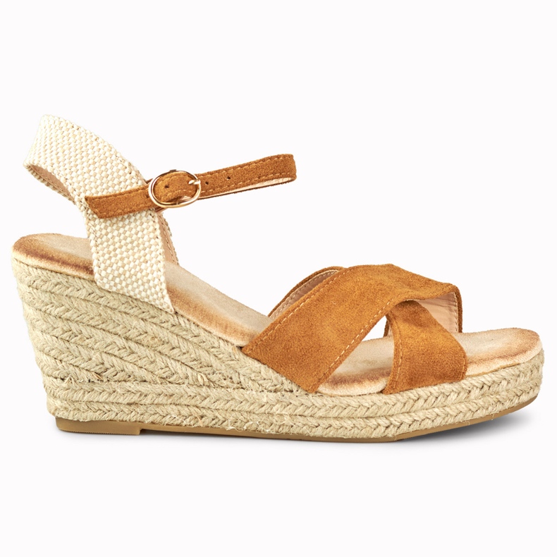 Damen-Espadrilles-Keilsandalen aus Wildleder braun