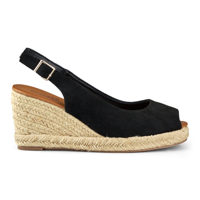 Damen-Espadrilles aus schwarzem Wildleder mit Keilabsatz