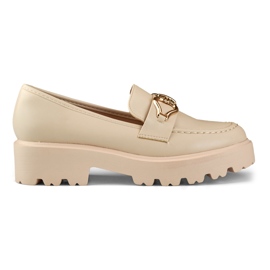 Beige Damen-Loafer aus Öko-Leder