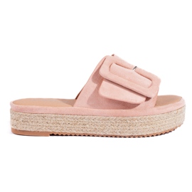 Shelovet Wildleder-Espadrille-Slides rosa