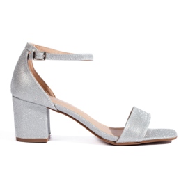 Silberne Shelovet-Sandalen mit Absatz
