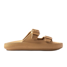 Braune Gummipantoffeln mit Schnallen von Padova