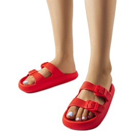 Rote Gummipantoffeln mit Schnallen von Padova