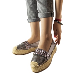 Silberne Espadrilles mit Zirkonia von Lauro braun