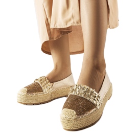 Goldene Espadrilles mit Zirkonia von Lauro