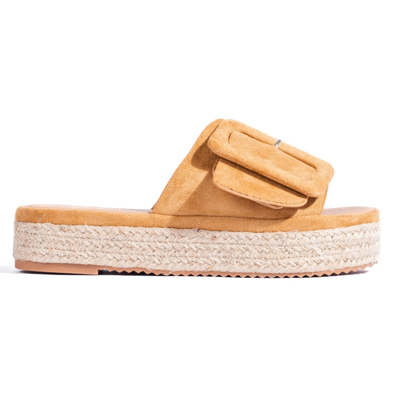 Shelovet Espadrille-Slides aus kamelfarbenem Wildleder beige