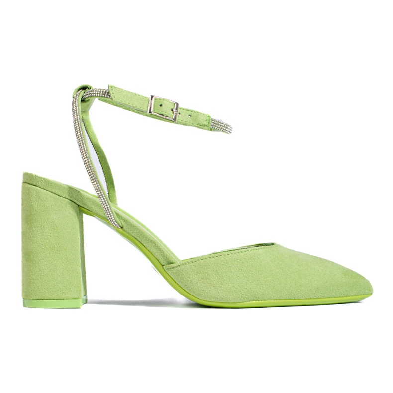 Grüne Wildleder-Pumps mit offenem Absatz von Shelovet