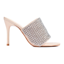 Elegante Sandaletten mit Zirkonen von Shelovet in Beige