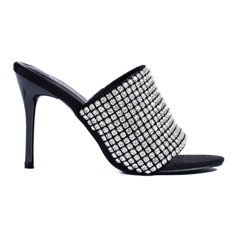 Elegante schwarze Shelovet-Sandaletten mit Zirkonen