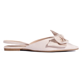 Wildlederbeige Ballerinas mit Schleife von Shelovet