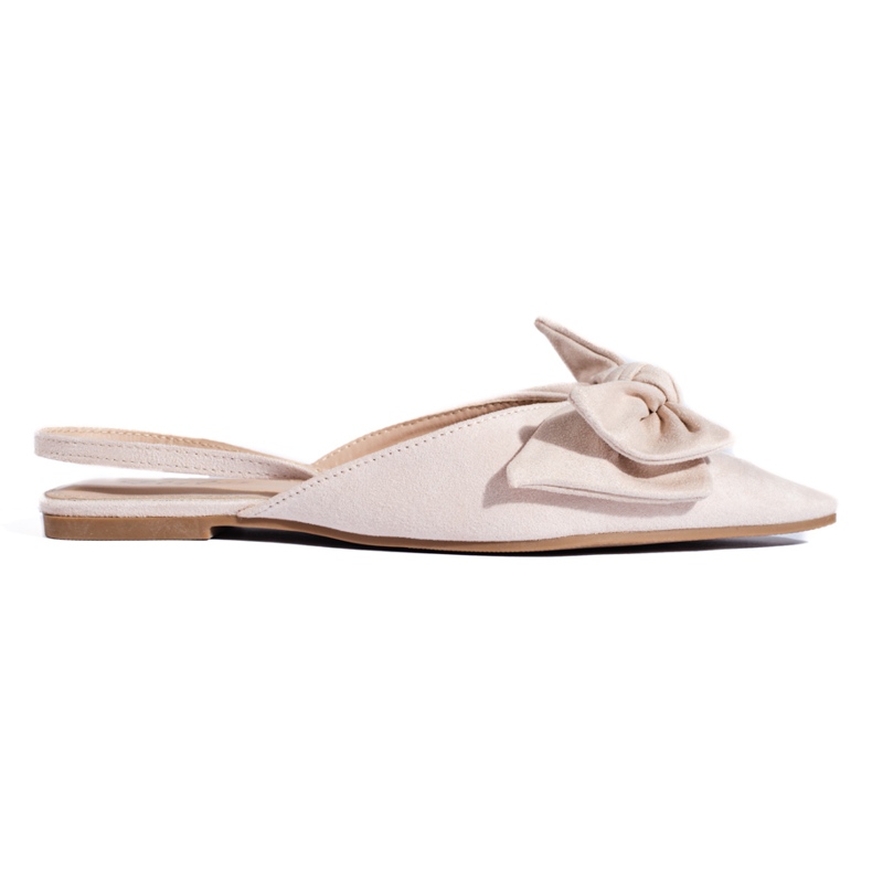 Wildlederbeige Ballerinas mit Schleife von Shelovet