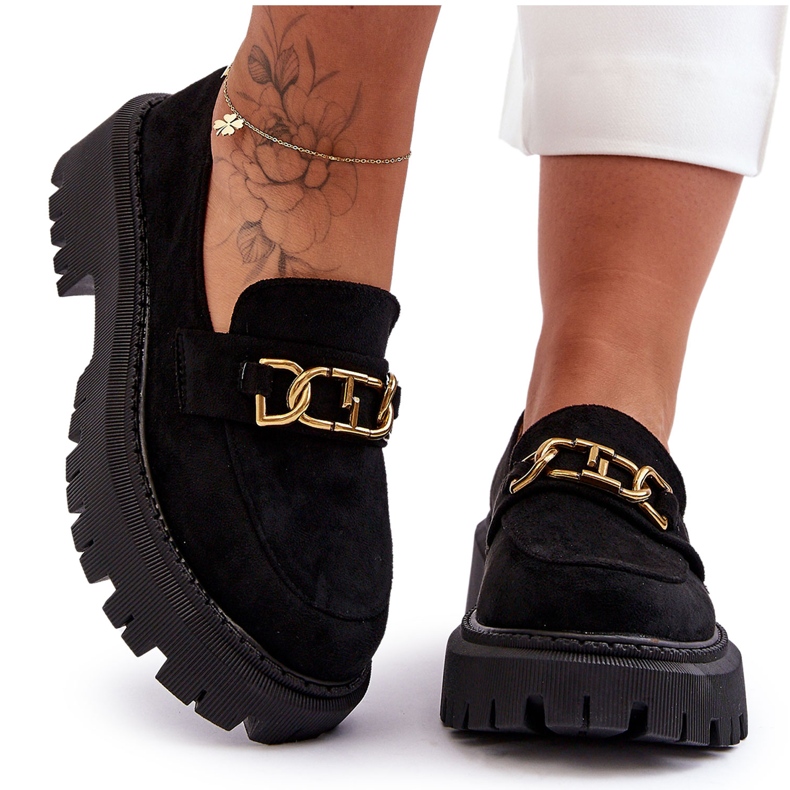 FB2 Wildleder-Plateau-Loafer für Damen in Schwarz von Larey