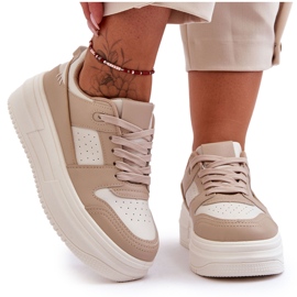 FJ1 Damen-Sportschuhe auf massivem Plateau Beige Belisso