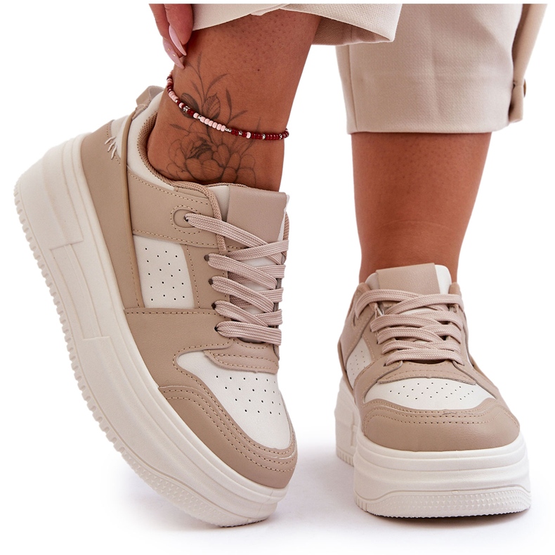 FJ1 Damen-Sportschuhe auf massivem Plateau Beige Belisso