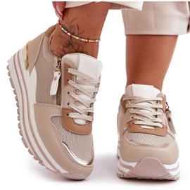 FJ1 Damen-Sportschuhe mit dekorativem Reißverschluss Beige Cairo
