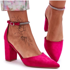 Wildlederpumps mit Zirkonia-Fuchsia-Diamant rosa