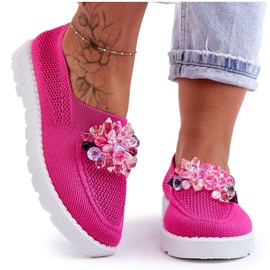 PM1 Slip-On-Sneaker für Damen mit Steinen, Fuchsia, schlicht rosa