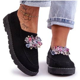 PM1 Slip-on-Sneaker für Damen mit Steinen, Schwarz, schlicht