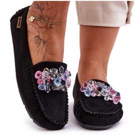 PM1 Modische Wildleder-Loafer mit Ornamenten in Schwarz von Delima