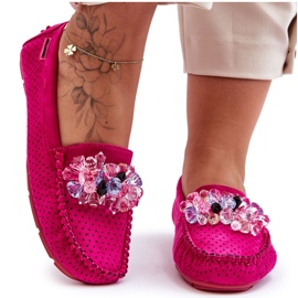 PM1 Modische Wildleder-Loafer mit Verzierungen in Fuchsia von Delima rosa