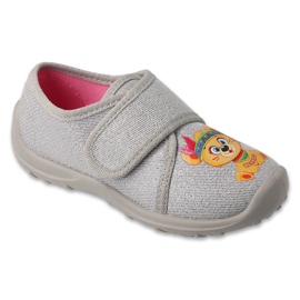 Befado Kinderhausschuhe 660X061 Silber mit Teddybär