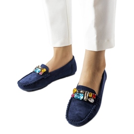 Marineblaue Slipper mit Lederinnensohle von Bertrand