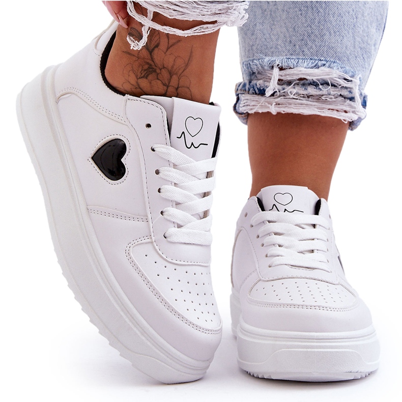 FJ1 Klassische Sportschuhe mit Herz-Schwarz-Weiß-Amore