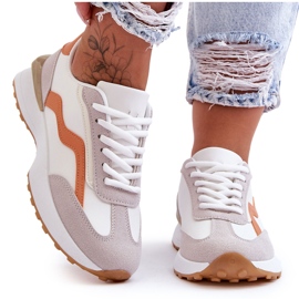 FJ1 Damen-Ledersportschuhe Weiß-Orange Somerio